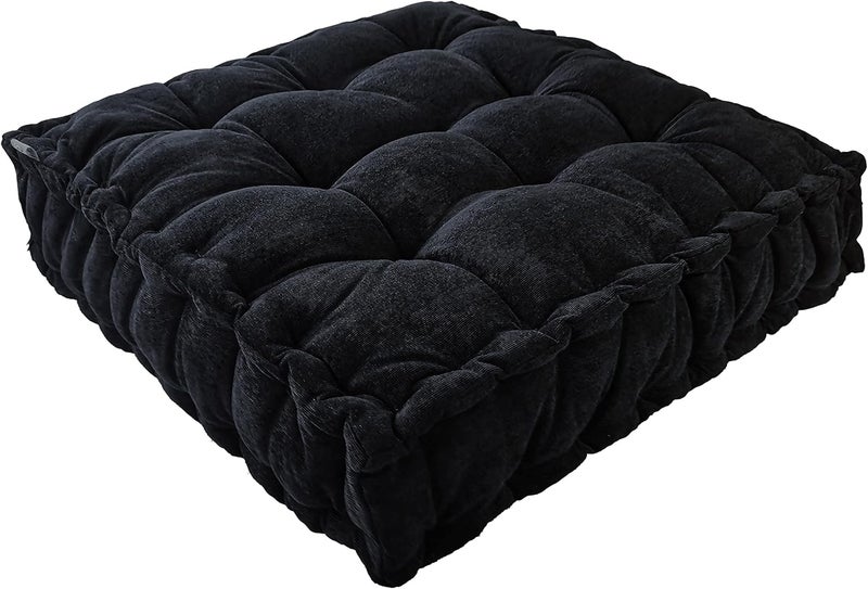 Verpert Floor Pillow 25x25 Inch Square Meditation Cushion Floor Seating for Adults Oversized Tufted seat Cushion Reading Nook for Kids, Yoga Meditation Pillow for Sitting on Floor (Black) - Image 1